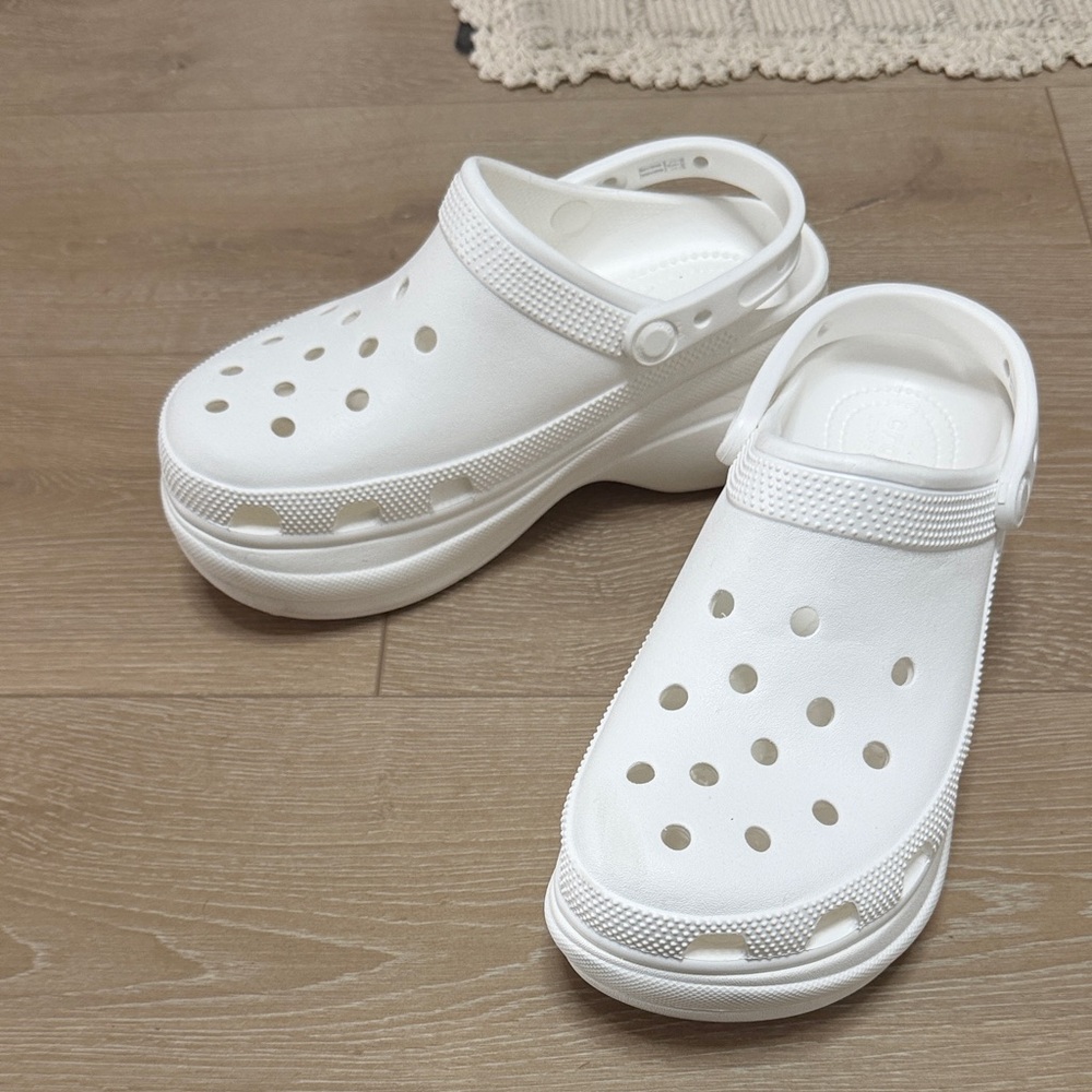White Platform Crocs